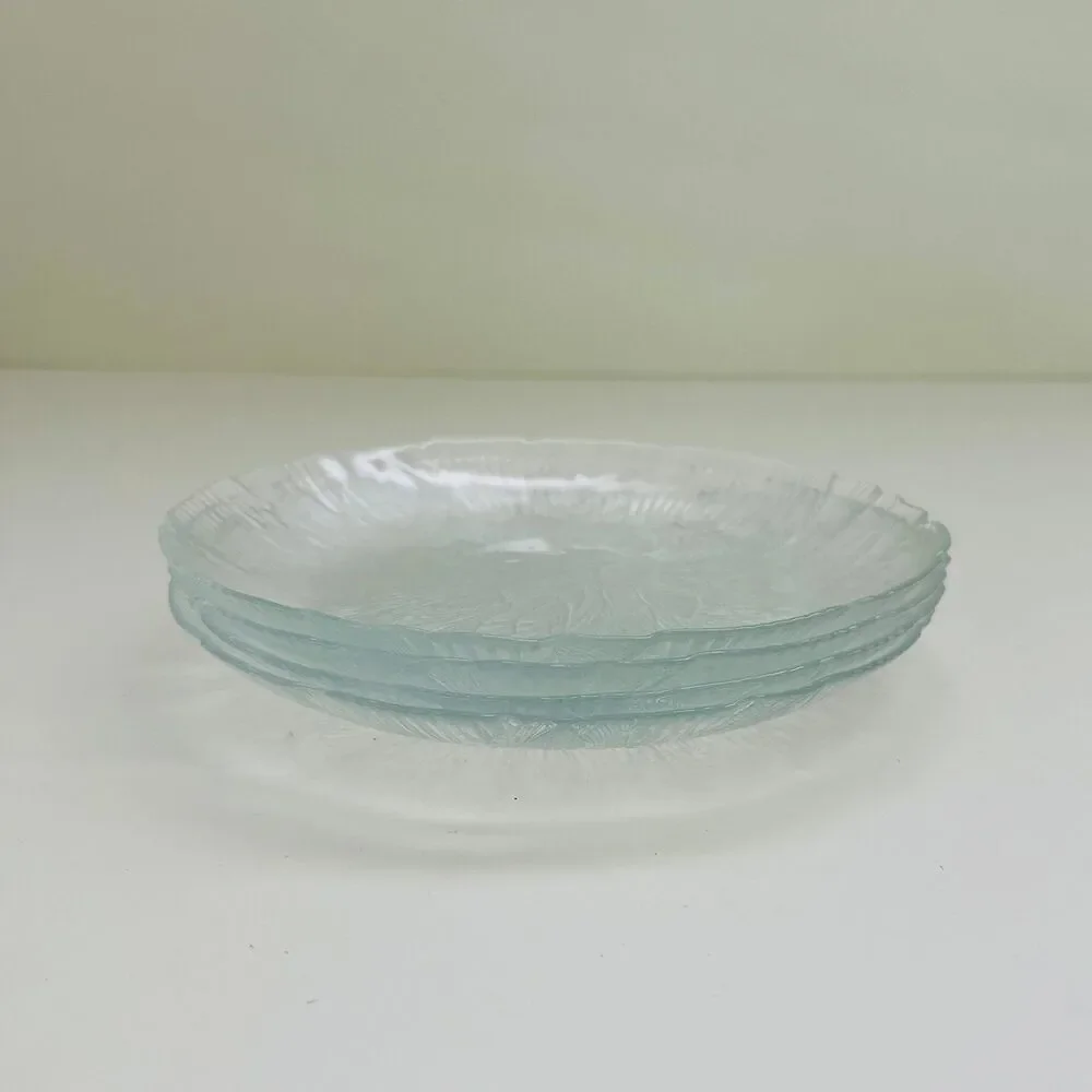 ARCOROC France Canterbury Crocus Pressed Clear Glass Salad Plates, Set of 4